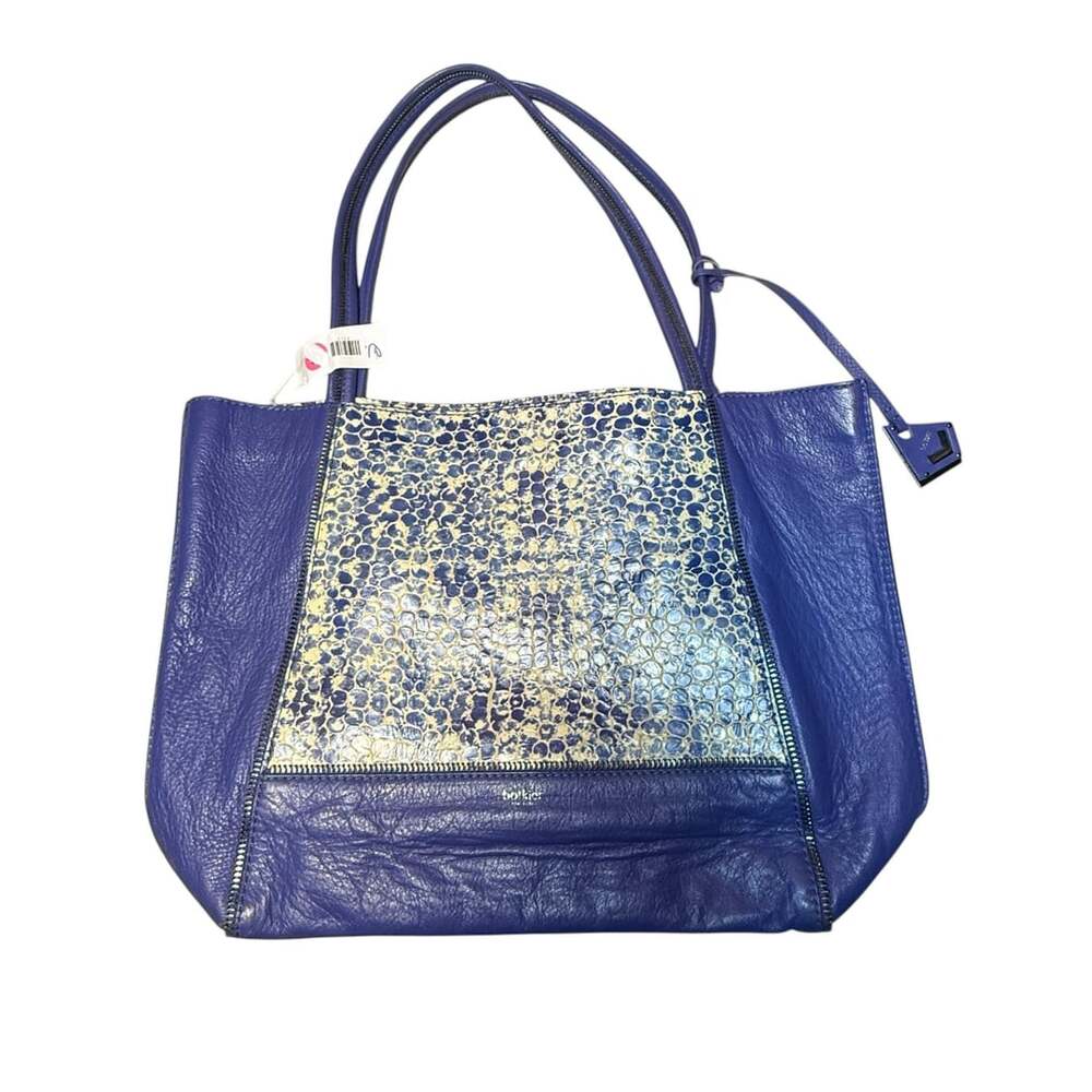 Botkier New York Leather Tote Handbag Blue Snake Print